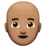 Apple design of the man: medium skin tone bald emoji verson:ios 16.4