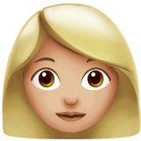 Apple design of the woman: medium-light skin tone emoji verson:ios 16.4