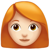 Apple design of the woman: light skin tone red hair emoji verson:ios 16.4