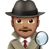 Apple design of the man detective: medium skin tone emoji verson:ios 16.4