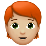 Apple design of the person: medium-light skin tone red hair emoji verson:ios 16.4