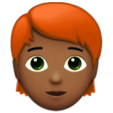 Apple design of the person: medium-dark skin tone red hair emoji verson:ios 16.4