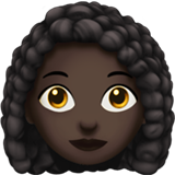 Apple design of the woman: dark skin tone curly hair emoji verson:ios 16.4
