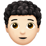 Apple design of the person: light skin tone curly hair emoji verson:ios 16.4