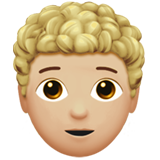 Apple design of the person: medium-light skin tone curly hair emoji verson:ios 16.4