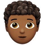 Apple design of the person: medium-dark skin tone curly hair emoji verson:ios 16.4