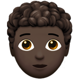 Apple design of the person: dark skin tone curly hair emoji verson:ios 16.4