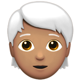 Apple design of the person: medium skin tone white hair emoji verson:ios 16.4