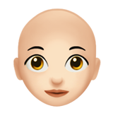 Apple design of the woman: light skin tone bald emoji verson:ios 16.4