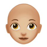 Apple design of the woman: medium-light skin tone bald emoji verson:ios 16.4