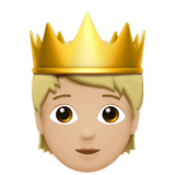 Apple design of the person with crown: medium-light skin tone emoji verson:ios 16.4