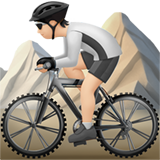 Apple design of the person mountain biking: light skin tone emoji verson:ios 16.4
