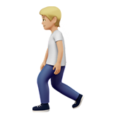 Apple design of the person walking: medium-light skin tone emoji verson:ios 16.4
