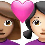 Apple design of the couple with heart: woman woman medium skin tone light skin tone emoji verson:ios 16.4