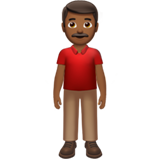 Apple design of the man standing: medium-dark skin tone emoji verson:ios 16.4