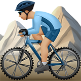 Apple design of the man mountain biking: medium-light skin tone emoji verson:ios 16.4