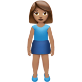 Apple design of the woman standing: medium skin tone emoji verson:ios 16.4