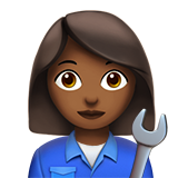 Apple design of the woman mechanic: medium-dark skin tone emoji verson:ios 16.4