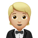 Apple design of the person in tuxedo: medium-light skin tone emoji verson:ios 16.4