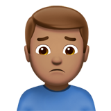 Apple design of the man frowning: medium skin tone emoji verson:ios 16.4