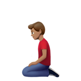 Apple design of the man kneeling: medium skin tone emoji verson:ios 16.4