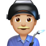 Apple design of the man factory worker: medium-light skin tone emoji verson:ios 16.4