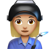 Apple design of the woman factory worker: medium-light skin tone emoji verson:ios 16.4