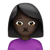 Apple design of the woman frowning: dark skin tone emoji verson:ios 16.4