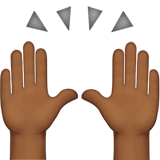 Apple design of the raising hands: medium-dark skin tone emoji verson:ios 16.4
