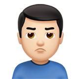 Apple design of the man pouting: light skin tone emoji verson:ios 16.4