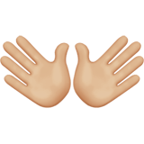 Apple design of the open hands: medium-light skin tone emoji verson:ios 16.4