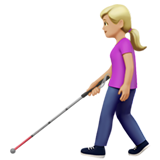 Apple design of the woman with white cane: medium-light skin tone emoji verson:ios 16.4