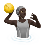 Apple design of the person playing water polo: dark skin tone emoji verson:ios 16.4