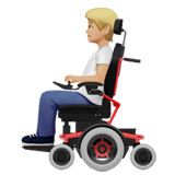 Apple design of the person in motorized wheelchair: medium-light skin tone emoji verson:ios 16.4