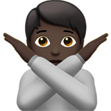 Apple design of the person gesturing NO: dark skin tone emoji verson:ios 16.4