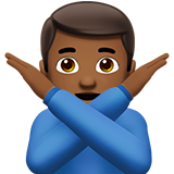 Apple design of the man gesturing NO: medium-dark skin tone emoji verson:ios 16.4
