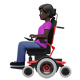 Apple design of the woman in motorized wheelchair: dark skin tone emoji verson:ios 16.4