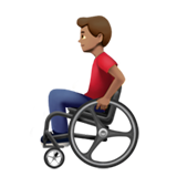 Apple design of the man in manual wheelchair: medium skin tone emoji verson:ios 16.4