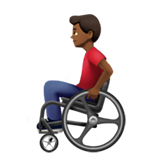 Apple design of the man in manual wheelchair: medium-dark skin tone emoji verson:ios 16.4