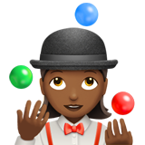 Apple design of the woman juggling: medium-dark skin tone emoji verson:ios 16.4