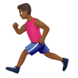 Apple design of the man running: medium-dark skin tone emoji verson:ios 16.4