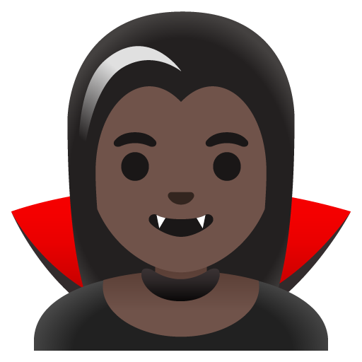 Google design of the woman vampire: dark skin tone emoji verson:Noto Color Emoji 15.0