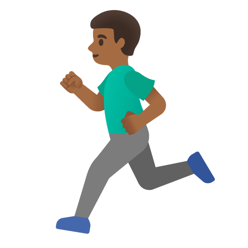 Google design of the man running: medium-dark skin tone emoji verson:Noto Color Emoji 15.0