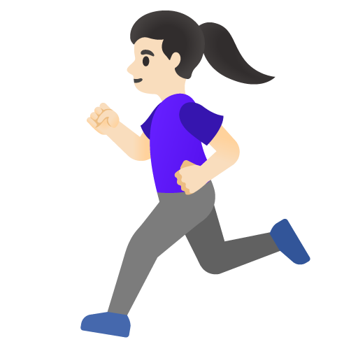 Google design of the woman running: light skin tone emoji verson:Noto Color Emoji 15.0
