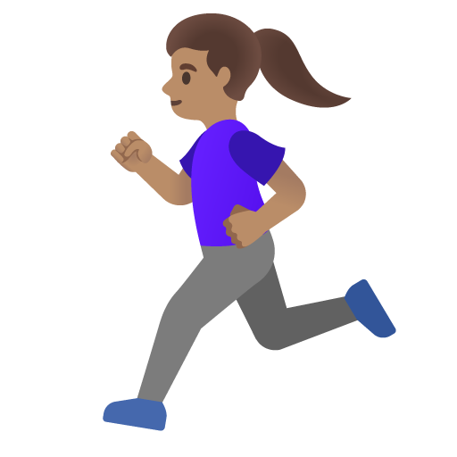 Google design of the woman running: medium skin tone emoji verson:Noto Color Emoji 15.0