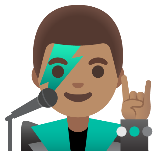 Google design of the man singer: medium skin tone emoji verson:Noto Color Emoji 15.0