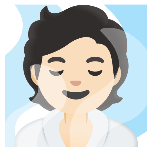 Google design of the person in steamy room: light skin tone emoji verson:Noto Color Emoji 15.0