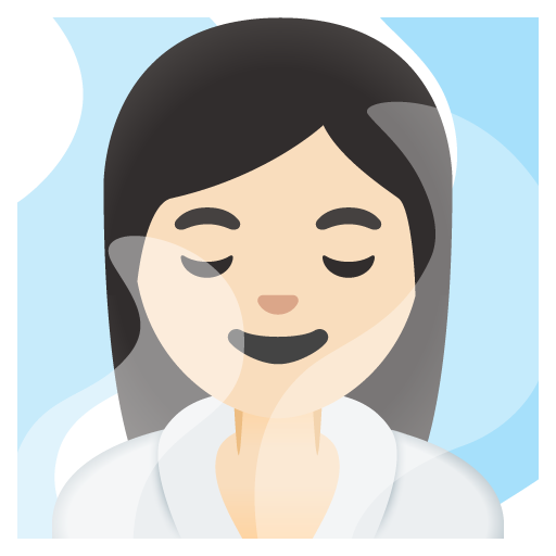 Google design of the woman in steamy room: light skin tone emoji verson:Noto Color Emoji 15.0