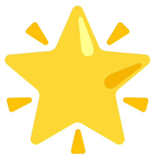 Google design of the glowing star emoji verson:Noto Color Emoji 15.0