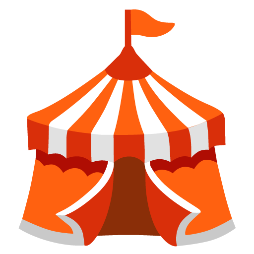 Google design of the circus tent emoji verson:Noto Color Emoji 15.0